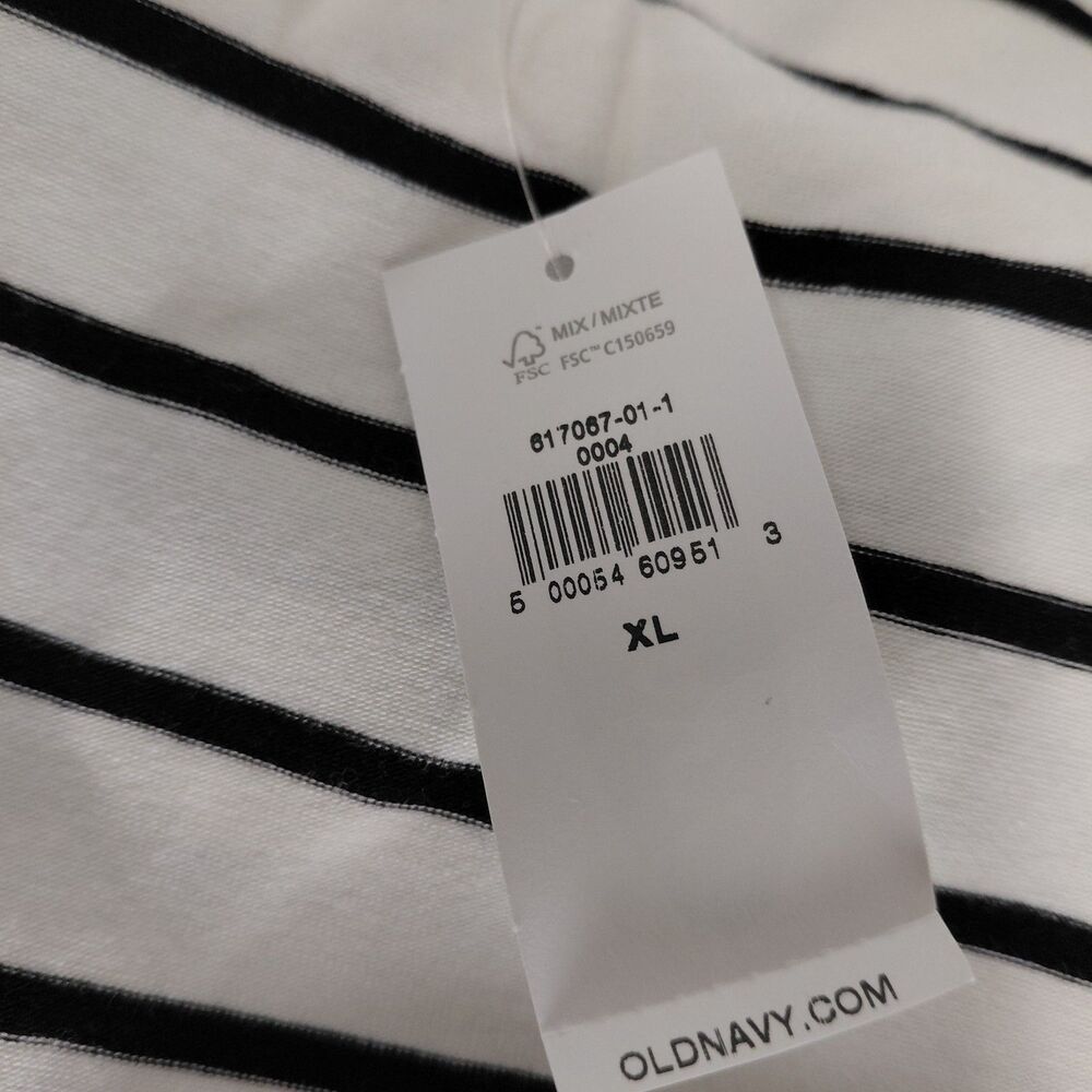NWT Old Navy LS Knee Length Crew Neck T-Shirt Dress White w/ Black Stripe Sz XL - Picture 8 of 8